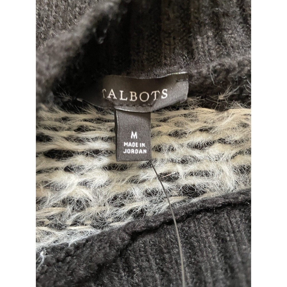 Talbots NWT Fair Isle Fuzzy Long Sleeve Black White Sweater. Size Medium.‎ - Picture 6 of 11